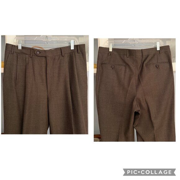 Canali 2 Piece Suit 52R Brown Birdseye Super 120s Wool Pleated 3 Button Italy - Picture 11 of 12